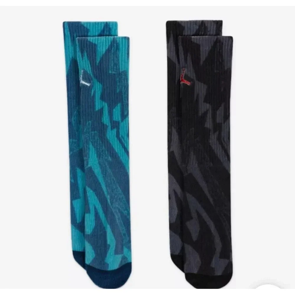 Sz 5Y - 7Y NIKE Jordan Lightweight Crew Print 2PK Sock‎ BJ0533 U41 - New